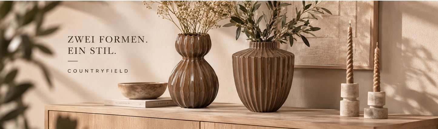 Countryfield Vase Lenn M – Braun, 18,5 × 18,5 × 25 cm