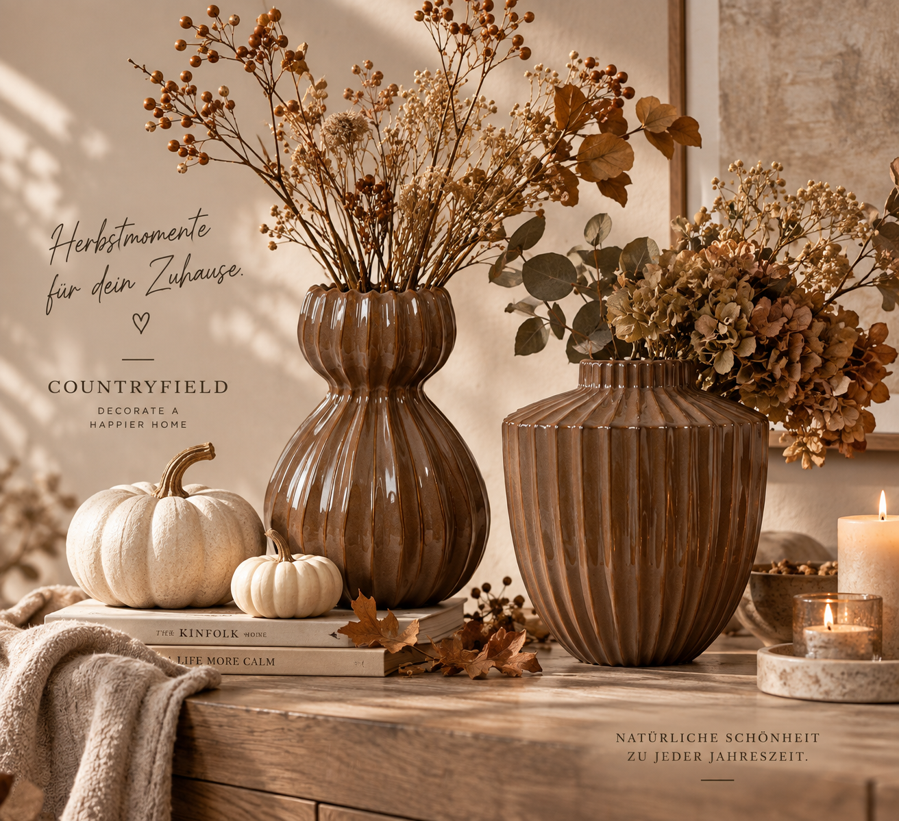 Countryfield Vase Lenn M – Braun, 18,5 × 18,5 × 25 cm