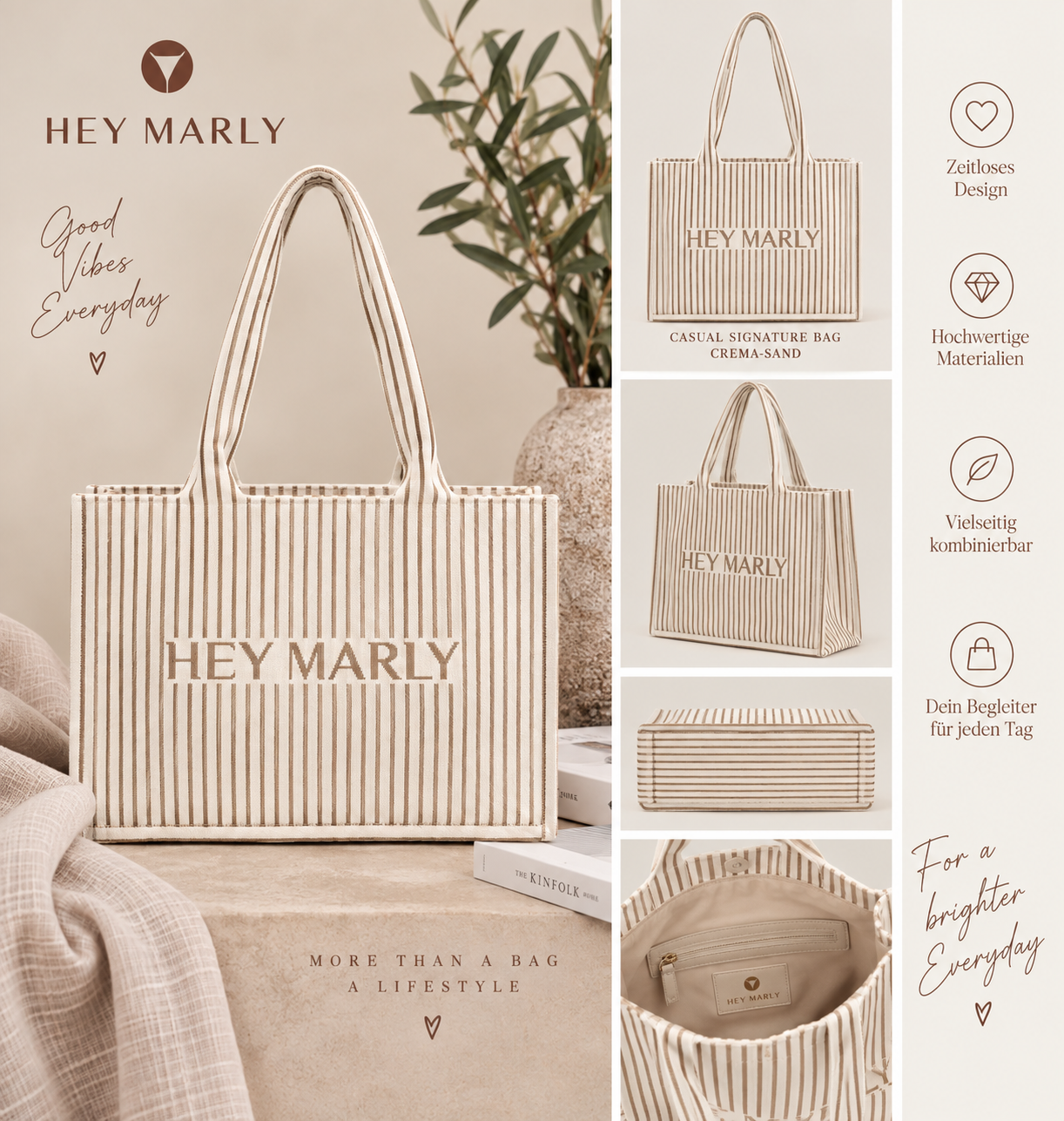 HEY MARLY Casual Signature Bag – Crema-Sand