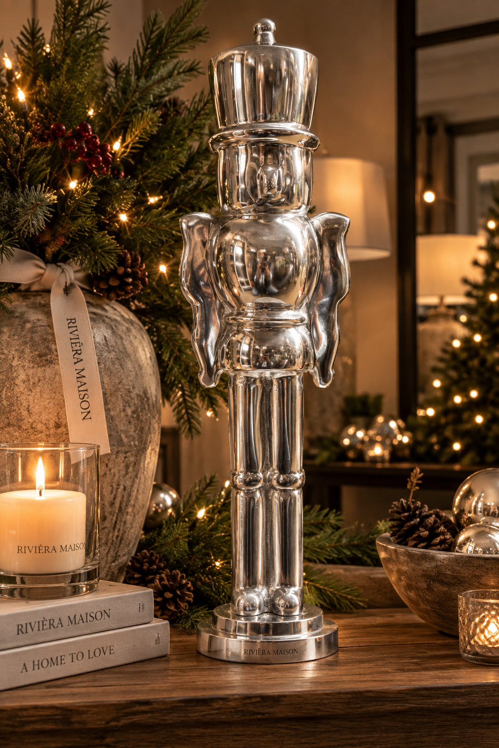 Rivièra Maison Nussknacker Dekofigur Silber – 45 cm