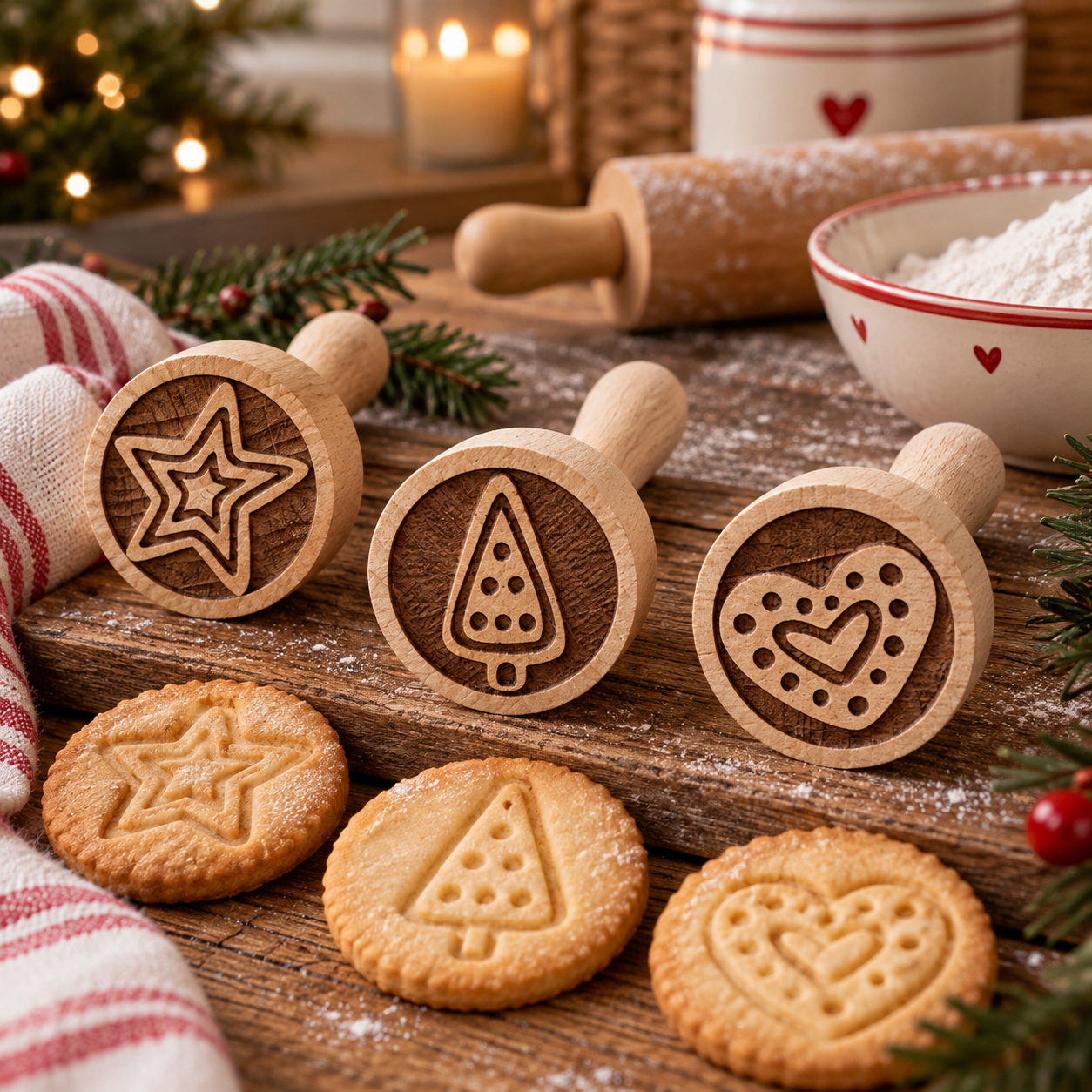 BOLTZE Keksstempel aus Holz – 3er Set Weihnachten