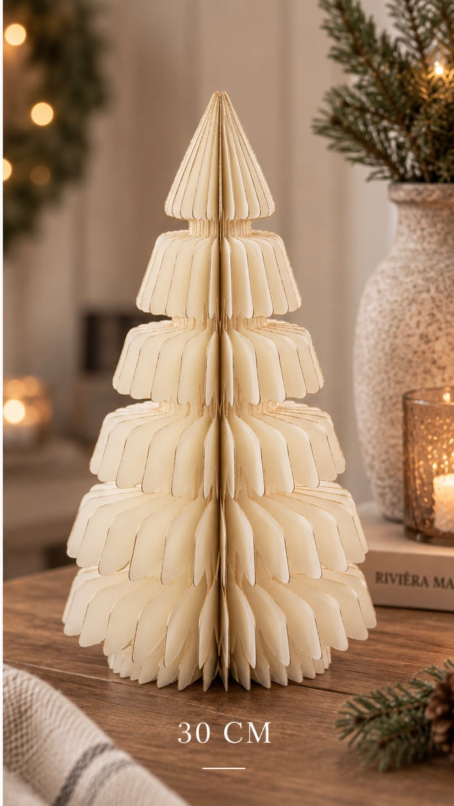 Rivièra Maison Paper Honeycomb Weihnachtsbaum – Creme/Gold | 18 & 30 cm
