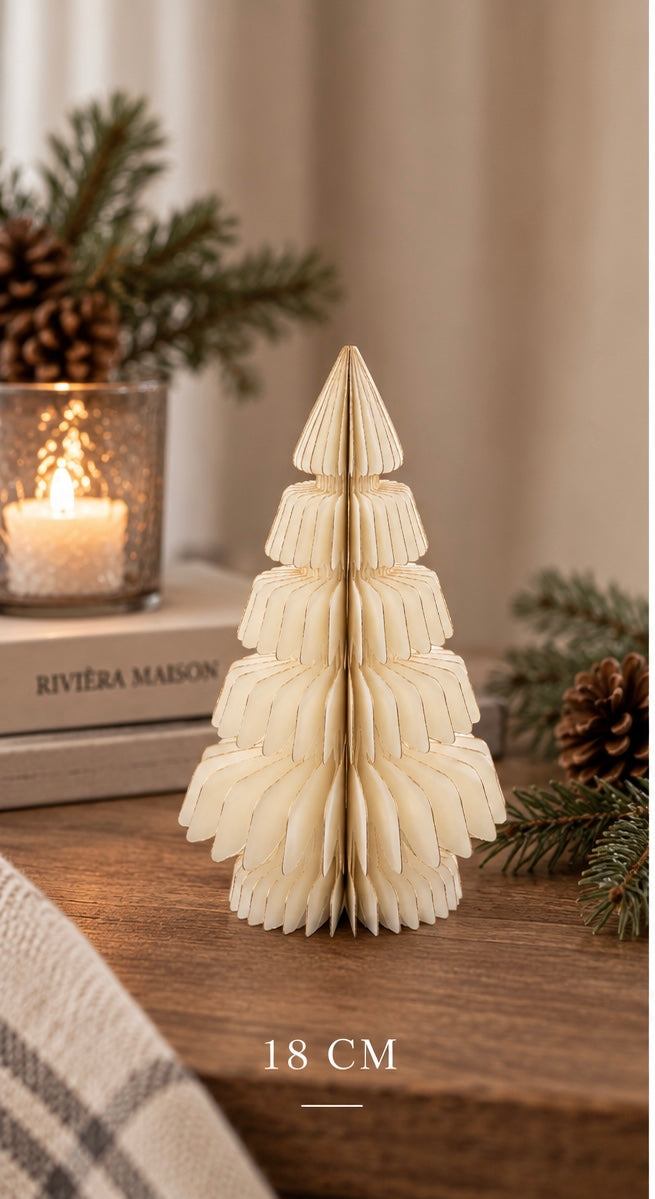 Rivièra Maison Paper Honeycomb Weihnachtsbaum – Creme/Gold | 18 & 30 cm