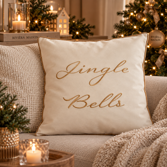 Riviera Maison Kissenbezug Jingle Bells – Creme