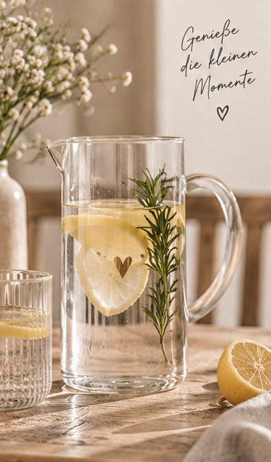 ZUSSS Glaskanne mit goldenem Herz