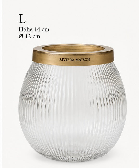 Rivièra Maison Votive S – Glas Windlicht mit goldfarbenem Rand
