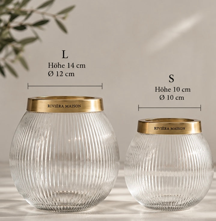 Rivièra Maison Votive S – Glas Windlicht mit goldfarbenem Rand