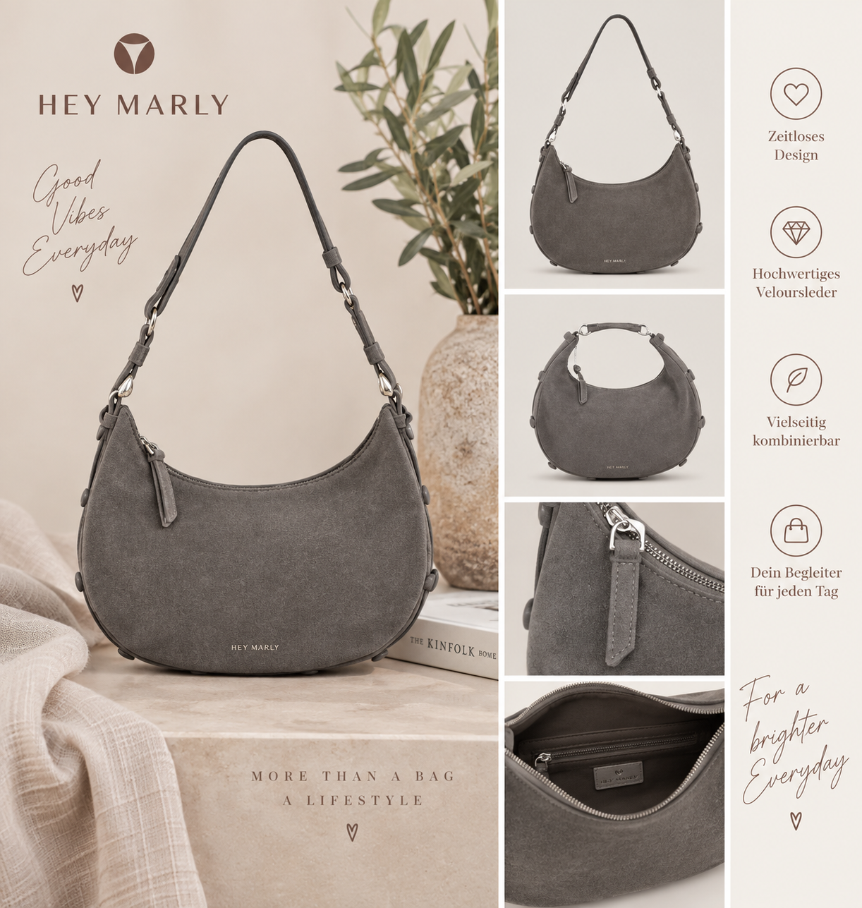HEY MARLY Lifetime Sister Suede M – Mocca