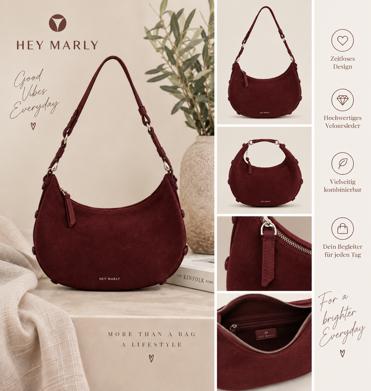 HEY MARLY Lifetime Sister Suede M – Mocca