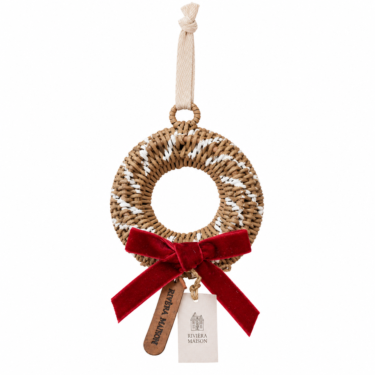 Rivièra Maison Weihnachtsornament Kranz mit roter Samtschleife