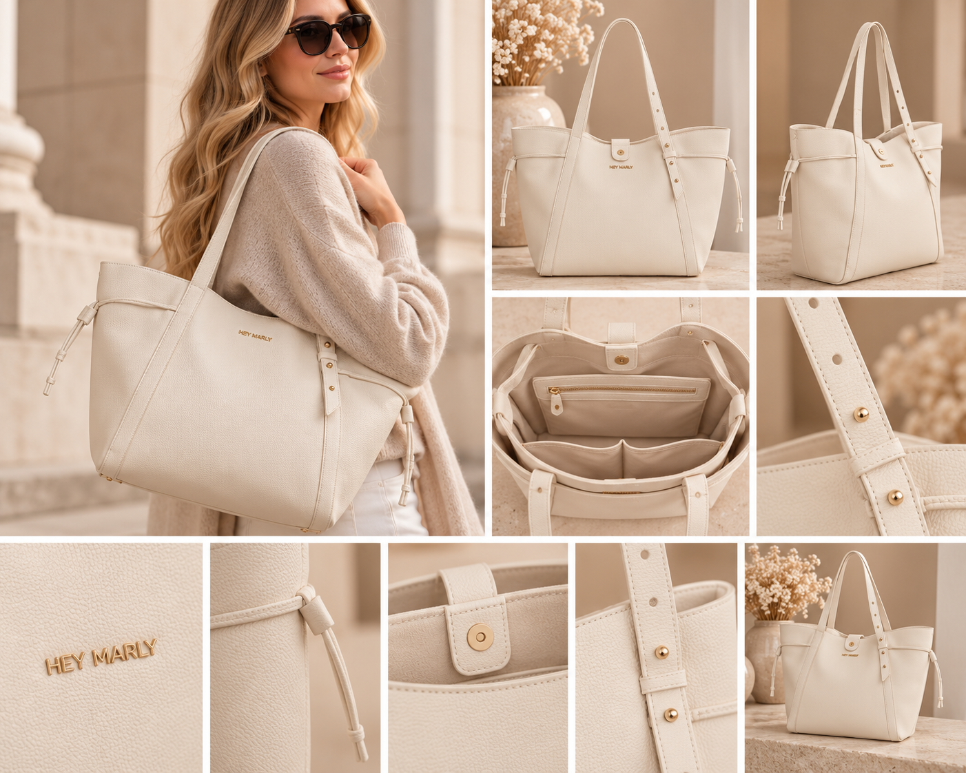 HEY MARLY Pretty Wonder M – Shopper in Creme