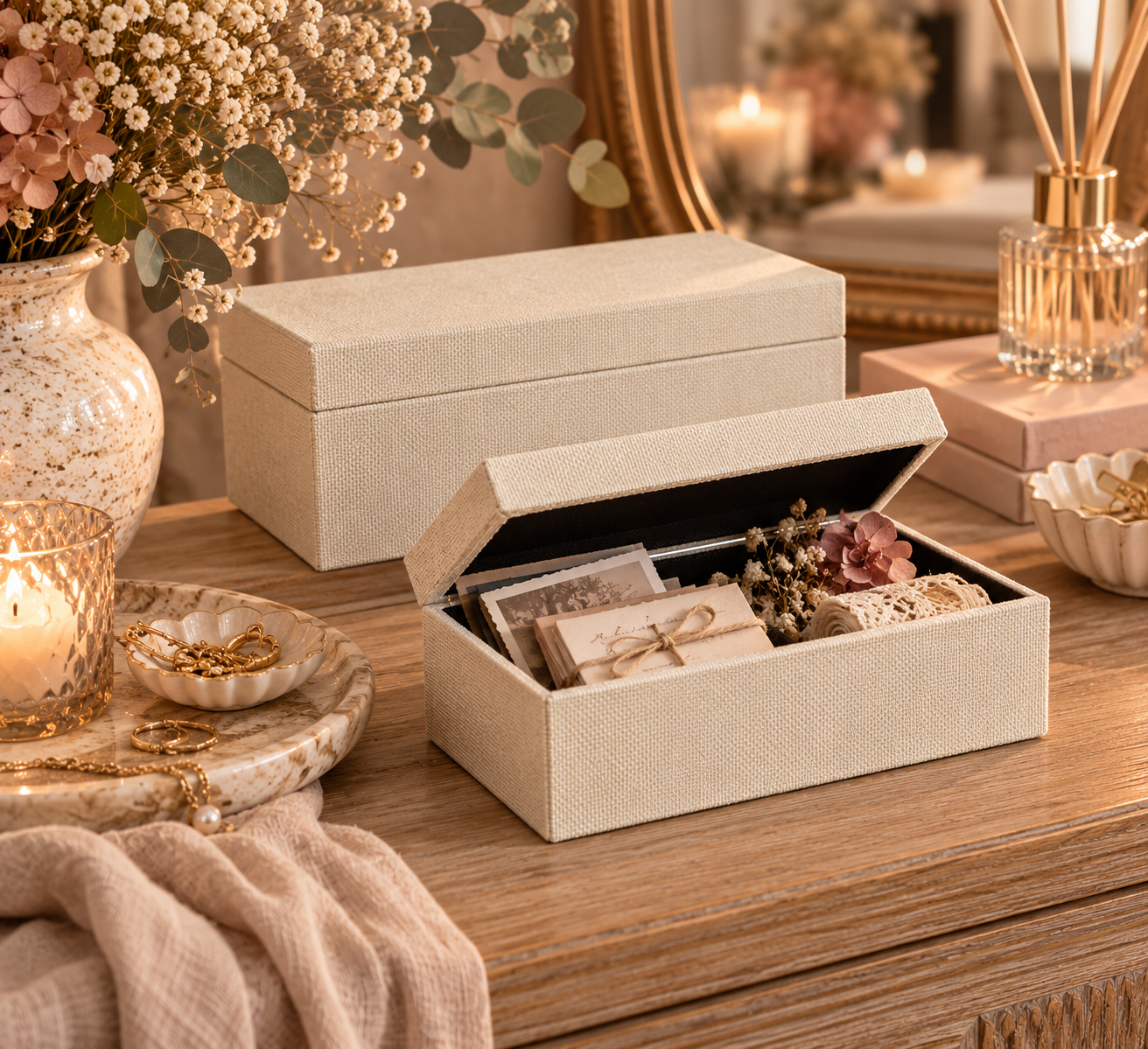 Countryfield Aufbewahrungsboxen Elegant Blush – 2er-Set Creme