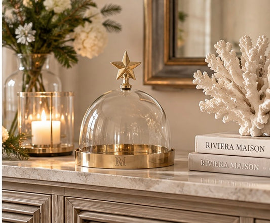Riviera Maison Christmas Star Dôme S – Glasglocke mit goldenem Stern