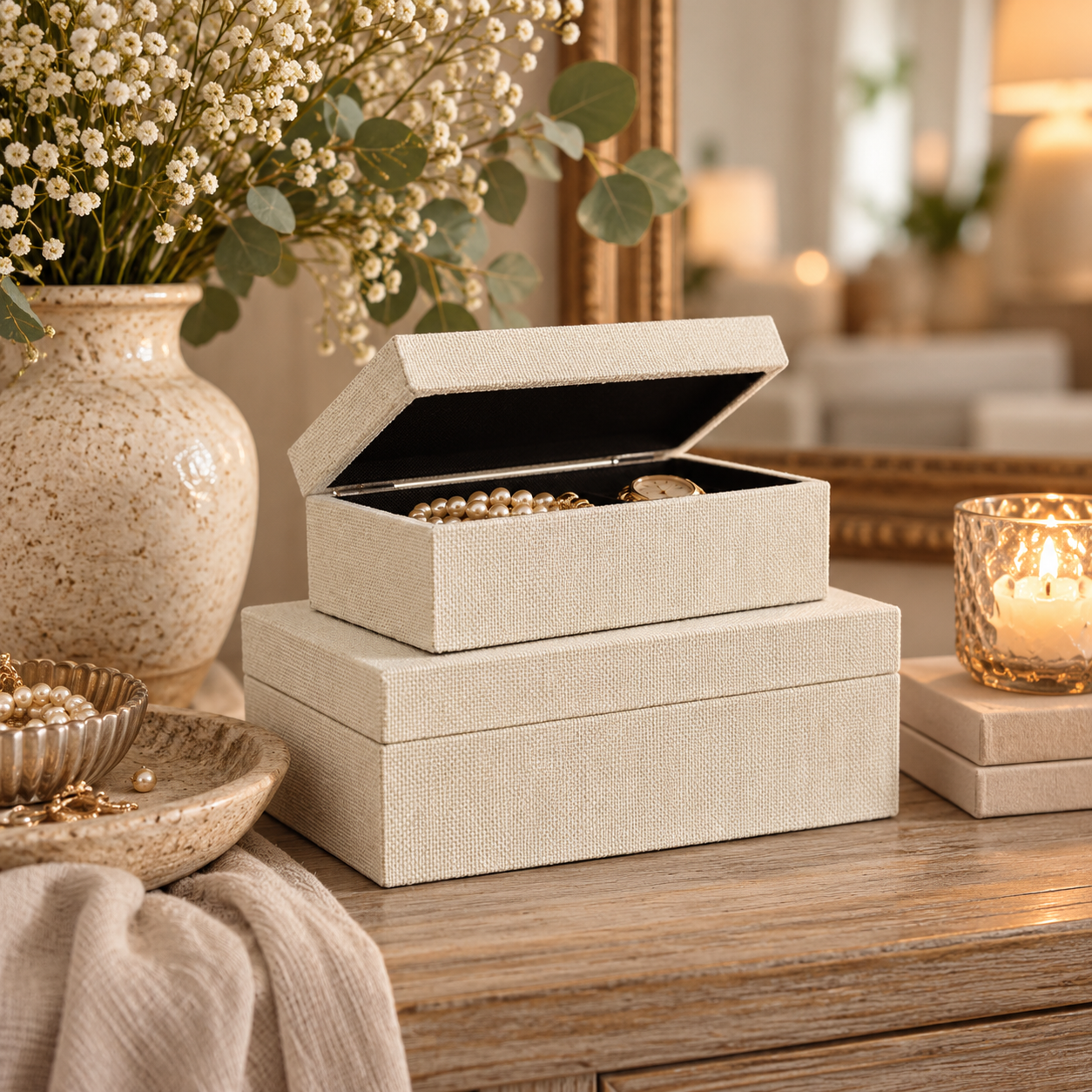 Countryfield Aufbewahrungsboxen Elegant Blush – 2er-Set Creme