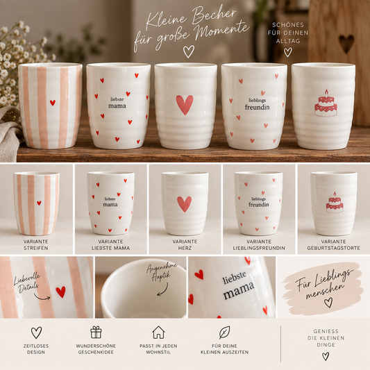 Keramikbecher mit Herz – verschiedene Designs von Zusss