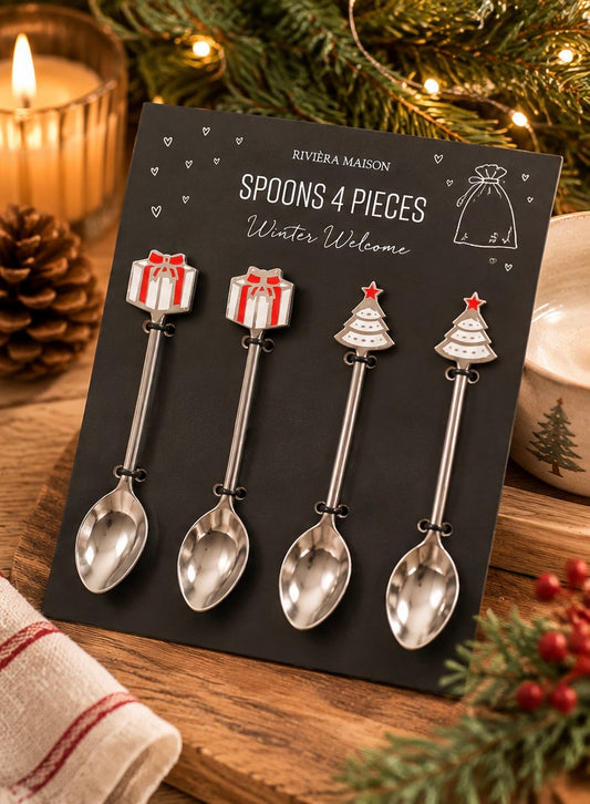 Riviera Maison Winter Welcome Löffelset – 4 Weihnachtslöffel