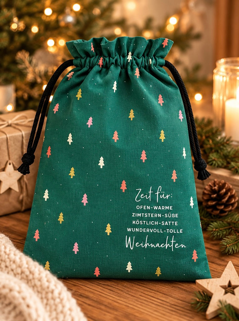 Weihnachtlicher Geschenkbeutel „Zeit für Weihnachten“ | Grafik Werkstatt