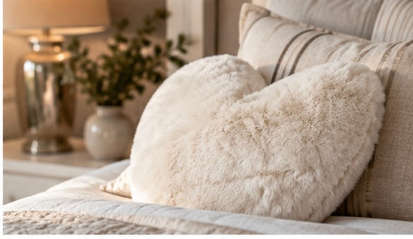 Riviera Maison – Heather Heart Faux Fur Pillow in Herzform
