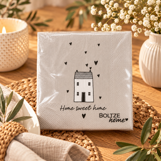 Boltze Home Servietten „Home sweet home“ – beige