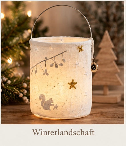 Good old friends Winterlaterne – Stofflaterne mit Stickerei