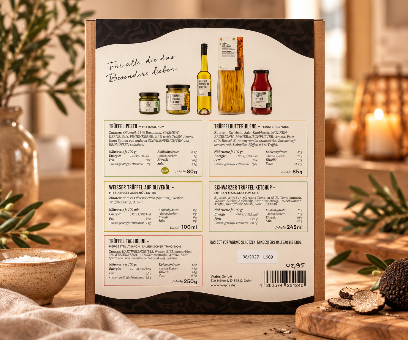 Wajos Trüffel Geschenkset – 5 Feinkost-Spezialitäten