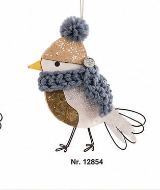 Good Old Friends Wintervögel mit Mütze & Schal – Weihnachtsanhänger in 4 Varianten